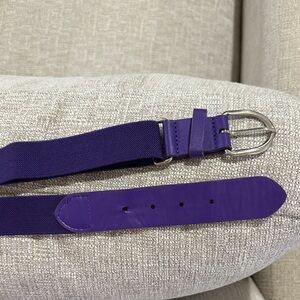 Softball. Baseball. Athletic Purple Elastic Stretch Belt with Silver Buckle